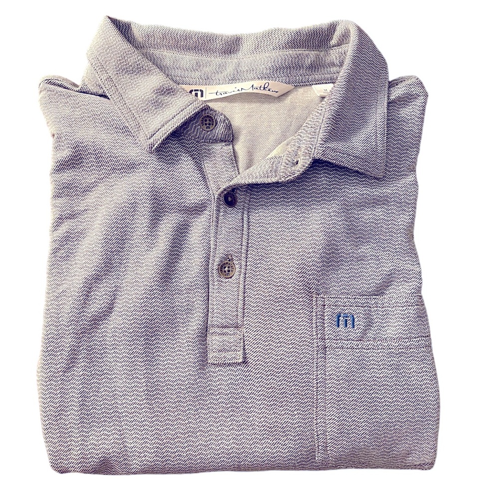 Travis Mathew Mens Casual Short Sleeve Golf Polo Shirt Size Medium With Pocket